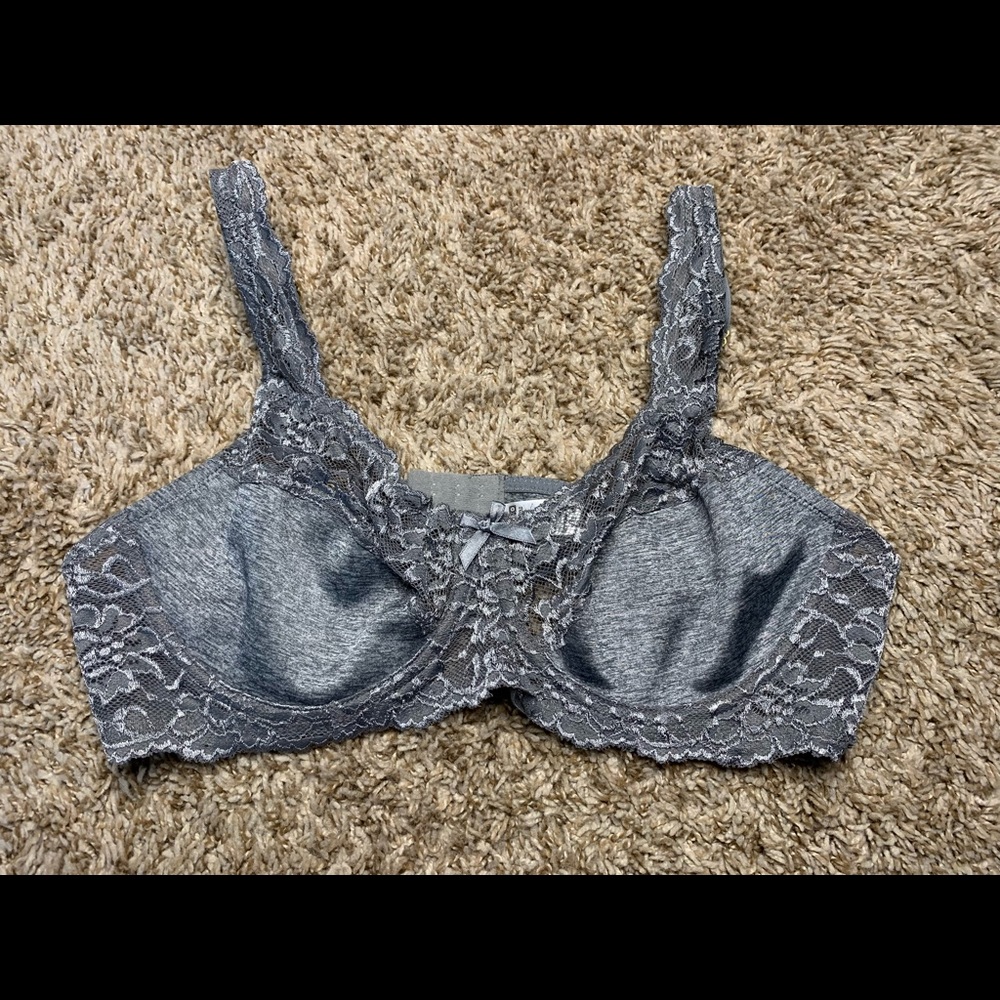 Grey Lacy Unlined Bra Size 40C